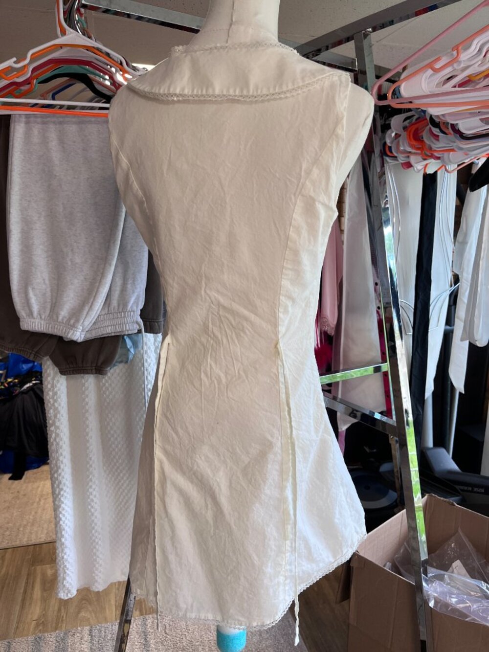WAYF Poppy Cotton Mini Dress Peter Pan Collar White Size S - Picture 9 of 13
